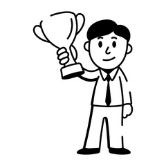 Drawing style icon of employee trophy 