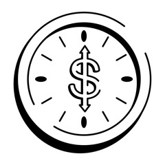 Sketchy style icon showing time is money concept