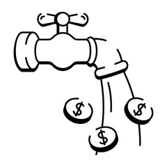 A hand drawn style icon depicting cash flow 