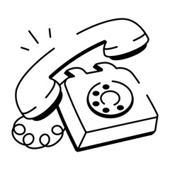 Sketchy style icon of classic office landline phone