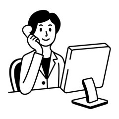 A hand drawn icon of customer representative 