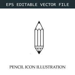 Pencil Icon Black and White Vector Design Image Illustration
