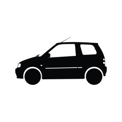 Obraz premium Black silhouette of a small hatchback car