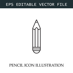 Pencil Icon Black and White Vector Design Image Illustration
