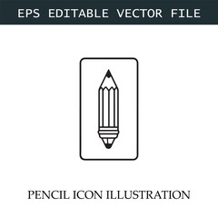 Pencil Icon Black and White Vector Design Image Illustration
