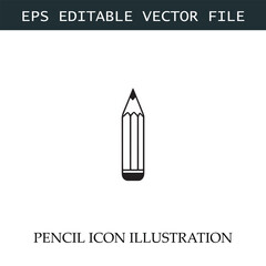Pencil Icon Black and White Vector Design Image Illustration

