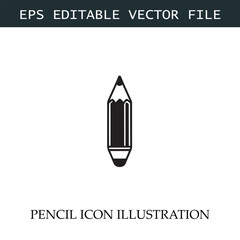 Pencil Icon Black and White Vector Design Image Illustration
