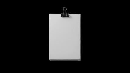 Simple Clipboard with clip: Minimalist composition showcases a clean, empty clipboard held securely by a sleek clip against a stark backdrop.