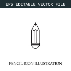 Pencil Icon Black and White Vector Design Image Illustration
