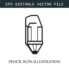 Pencil Icon Black and White Vector Design Image Illustration
