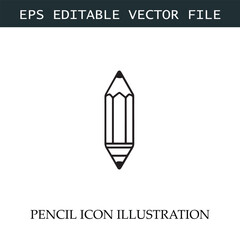 Pencil Icon Black and White Vector Design Image Illustration
