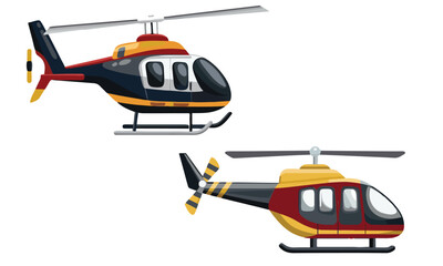 Helicopter on scenic flight at sunrise