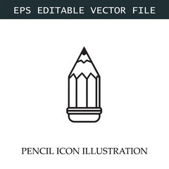 Pencil Icon Black and White Vector Design Image Illustration
