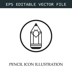 Pencil Icon Black and White Vector Design Image Illustration
