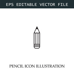 Pencil Icon Black and White Vector Design Image Illustration
