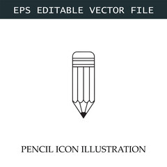 Pencil Icon Black and White Vector Design Image Illustration
