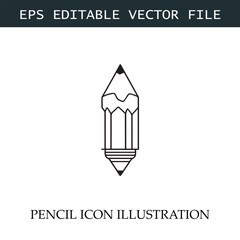 Pencil Icon Black and White Vector Design Image Illustration
