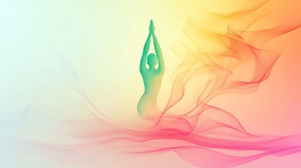 Abstract Yoga Pose in a Colorful Spiritual Atmosphere