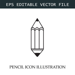 Pencil Icon Black and White Vector Design Image Illustration
