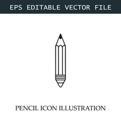 Pencil Icon Black and White Vector Design Image Illustration

