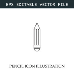 Pencil Icon Black and White Vector Design Image Illustration
