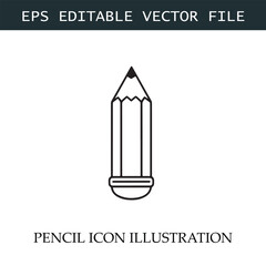 Pencil Icon Black and White Vector Design Image Illustration
