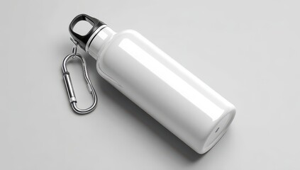 White metal water bottle with carabiner