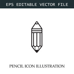 Pencil Icon Black and White Vector Design Image Illustration
