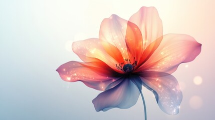 Delicate, glowing flower, soft light, abstract background.  Possible use  Wallpaper, greeting card, or web design