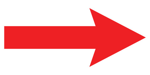 Red arrow icon. A bold red arrow icon pointing to the right, symbolizing direction, guidance, and movement isolated on white background. Vector EPS 10