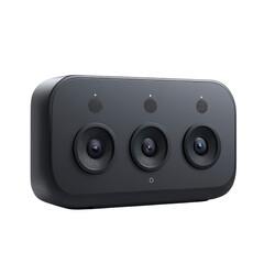 Fototapeta premium Sleek Black 3D Camera Array Technology Multi lens System Photography on transparent background