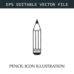 Pencil Icon Black and White Vector Design Image Illustration
