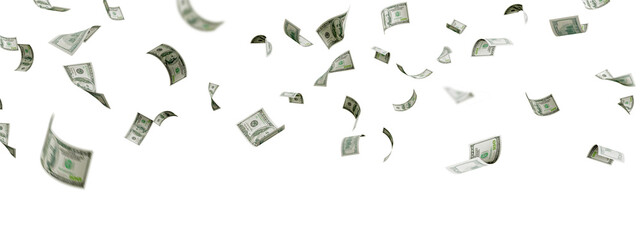 Fototapeta na wymiar Floating of 100 dollar bill on white 