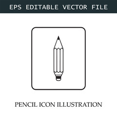 Pencil Icon Black and White Vector Design Image Illustration
