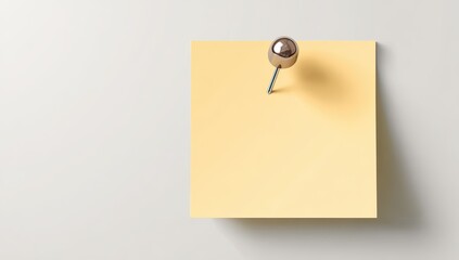 Blank pastel yellow sticky note pinned