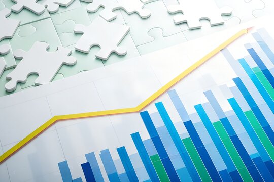 Data Analysis Growth Chart with Puzzle Concept for Business Strategy