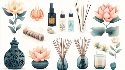Spa aromatherapy set illustrations