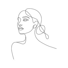 Woman face line art vector illustration 