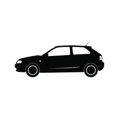 Fototapeta premium Black silhouette of a hatchback car side view