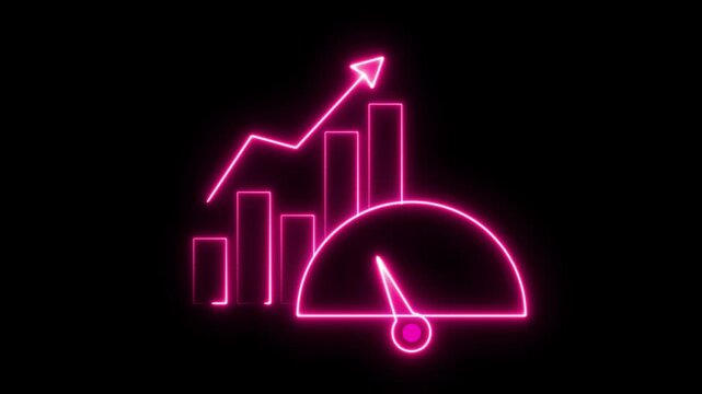 Benchmarking concept, something that serves as a standard by which others may be measured or judged. Glowing neon line of Benchmark icon isolated on transparent background. 