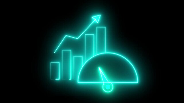 Glowing neon line of Benchmark icon isolated on background with alpha channel. Benchmarking icon concept, something that serves as a standard by which others may be measured or judged.