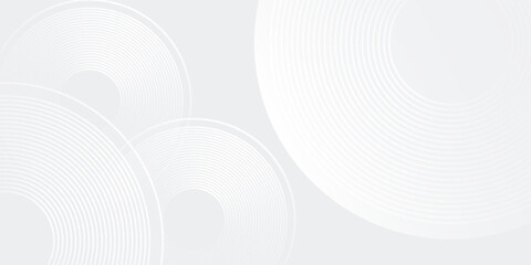 Vector white glowing geometric lines on gray background. Modern shiny blue circle lines pattern. Futuristic technology concept modern simple