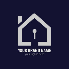 Secure Home Real Estate Logo Template with Lock and House Icon