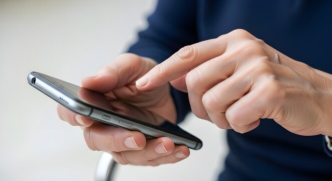 Woman Using Smartphone | Close-Up of Hands Tapping Mobile Device for Communication, Business, and Online Activity