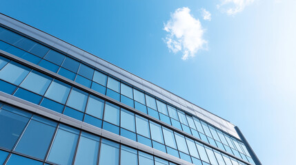 Modern glass office tower with clean lines in a business district, symbolizing professionalism and urban sophistication.