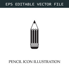 Pencil Icon Black and White Vector Design Image Illustration
