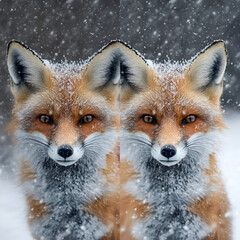 Obraz premium Majestic fox strolling in snowy winter wonderland nature photography snowy environment close-up view