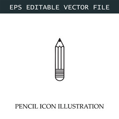 Pencil Icon Black and White Vector Design Image Illustration
