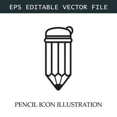 Pencil Icon Black and White Vector Design Image Illustration
