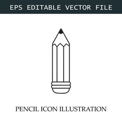 Pencil Icon Black and White Vector Design Image Illustration
